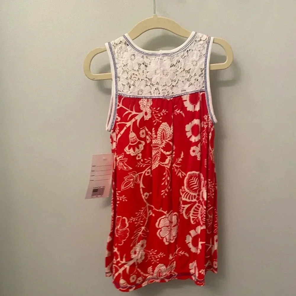 NWT new girls boho tunic top sleeveless 4th July red white blue 6 pink vanilla - Picture 5 of 9